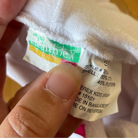 VINTAGE Y2K WHITE TERRY CLOTH FLOWER BUTTON HOODED SWIM COVER UP SIZE 3T - Picture 4 of 5